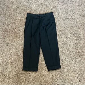 100% Wool Black dress pants Size 36x29 Classic Cuff Hem